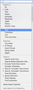 Scrivener Search Custom metadata